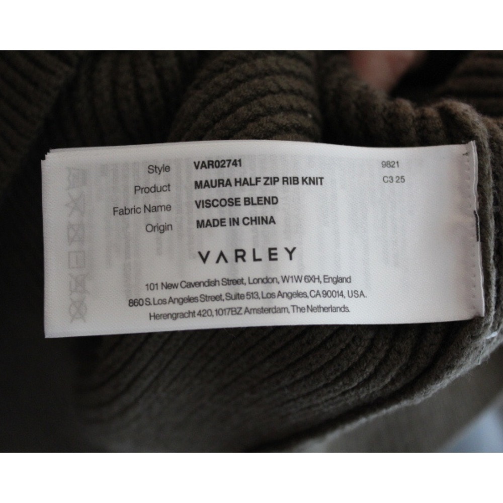 Varley Maura Half Zip Sweater Womens Large Rib Knit Olive Green NWT Pullover - Picture 12 of 13
